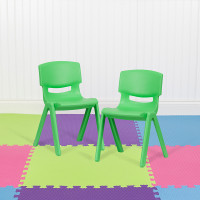 Flash Furniture 2-YU-YCX-004-GREEN-GG 2 Pack Green Plastic Stackable School Chair with 13.25
